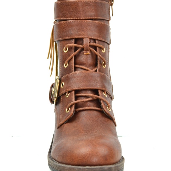 NEW Women's Combat Boots Brown - Picture 5 of 5
